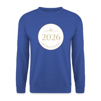 2026 Ruhestand – Minimalistischer Kreis - Unisex Pullover - Royalblau - Vorne - Alina (178cm) & Michal (187cm)