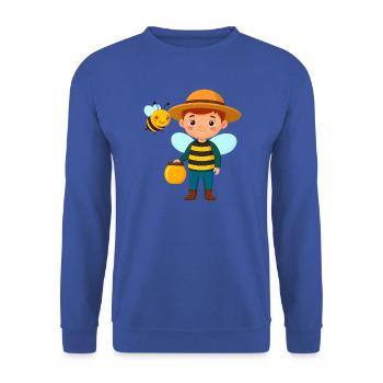 Comic-Junge als Imker mit Biene & Honig – Motiv - Unisex Pullover - Royalblau - Vorne - Alina (178cm) & Michal (187cm)