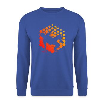 Geschenkidee für einen Breakdancer mit Breakdance - Unisex Pullover - Royalblau - Vorne - Alina (178cm) & Michal (187cm)