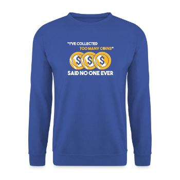 Münzsammler - Unisex Pullover - Royalblau - Vorne - Alina (178cm) & Michal (187cm)