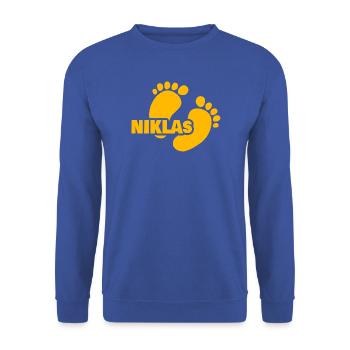 Baby Niklas - Unisex Pullover - Royalblau - Vorne - Alina (178cm) & Michal (187cm)