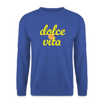 Dolce Vita Orange Sommer Fun Party Italien Zitrus - Unisex Pullover - Royalblau - Vorne - Alina (178cm) & Michal (187cm)