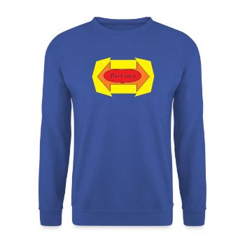 Das Crazy Comic-Arcade Design - Unisex Pullover - Royalblau - Vorne - Alina (178cm) & Michal (187cm)