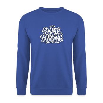 Skateboarding Graffiti Handschrift - Unisex Pullover - Royalblau - Vorne - Alina (178cm) & Michal (187cm)