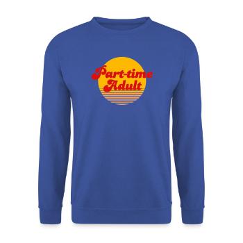 Teilzeit-Erwachsenen-Retro-Sonnenuntergang - Unisex Pullover - Royalblau - Vorne - Alina (178cm) & Michal (187cm)
