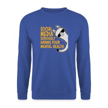 Social Media Seriously Harms Mental Health Lama - Unisex Pullover - Royalblau - Vorne - Alina (178cm) & Michal (187cm)