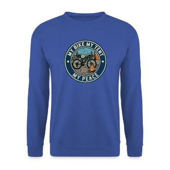 Mein Fahrrad Mein Zelt Mein Frieden Bikepacking - Unisex Pullover - Royalblau - Vorne - Alina (178cm) & Michal (187cm)