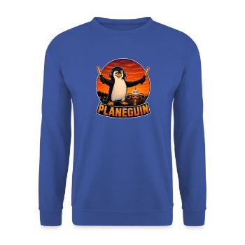 Platanguin, Pinguin und Flugzeuge - Unisex Pullover - Royalblau - Vorne - Alina (178cm) & Michal (187cm)