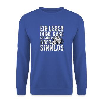Käse Liebhaber - Unisex Pullover - Royalblau - Vorne - Alina (178cm) & Michal (187cm)