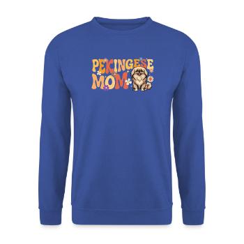 Pekingesische Mutter – Peke-Hund-Mama Schoßhund Löwenhund - Unisex Pullover - Royalblau - Vorne - Alina (178cm) & Michal (187cm)