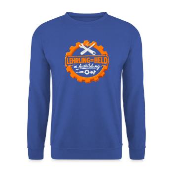 Lehrlinge sind Helden in Ausbildung - Unisex Pullover - Royalblau - Vorne - Alina (178cm) & Michal (187cm)