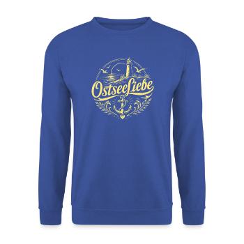 OstseeLiebe Leuchtturm Flair - Unisex Pullover - Royalblau - Vorne - Alina (178cm) & Michal (187cm)
