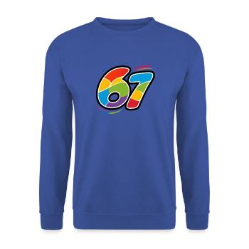 Regenbogenmosaik 67 - Unisex Pullover - Royalblau - Vorne - Alina (178cm) & Michal (187cm)