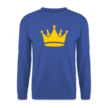 gelbe Krone Geburtstag Geschenk Geburtstagsgeschen - Unisex Pullover - Royalblau - Vorne - Alina (178cm) & Michal (187cm)