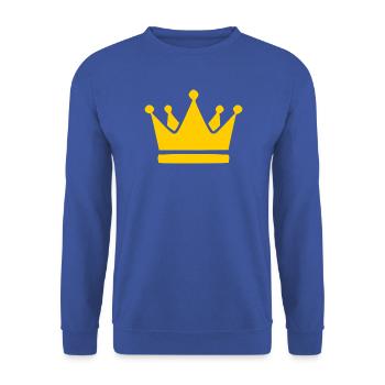 Krone Geburtstag Geschenk - Unisex Pullover - Royalblau - Vorne - Alina (178cm) & Michal (187cm)