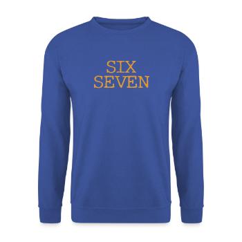 Six Seven - 67 - Typo - Meme - Basketball - Unisex Pullover - Royalblau - Vorne - Alina (178cm) & Michal (187cm)