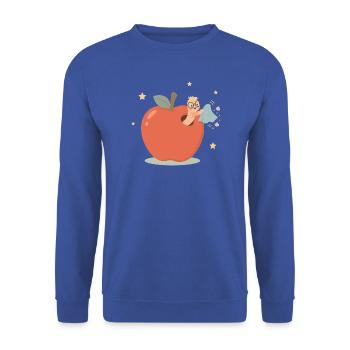 Lustiger Bücherwurm beim Hausputz - Unisex Pullover - Royalblau - Vorne - Alina (178cm) & Michal (187cm)