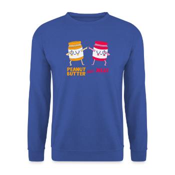 Erdnussbutter - Unisex Pullover - Royalblau - Vorne - Alina (178cm) & Michal (187cm)