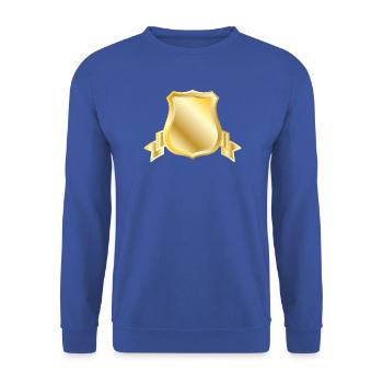 Goldener Schildwappen Blankes Emblem Luxusheraldik B - Unisex Pullover - Royalblau - Vorne - Alina (178cm) & Michal (187cm)