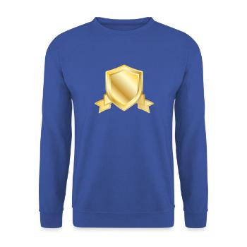 Goldener Schildwappen Blankes Emblem Luxusheraldik B - Unisex Pullover - Royalblau - Vorne - Alina (178cm) & Michal (187cm)