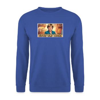 Vintage Politikerin Comic-Stil - Unisex Pullover - Royalblau - Vorne - Alina (178cm) & Michal (187cm)