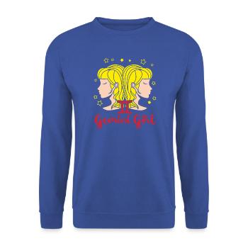Sternzeichen Zwilling - Unisex Pullover - Royalblau - Vorne - Alina (178cm) & Michal (187cm)