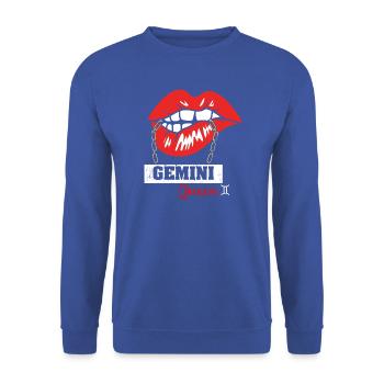 Sternzeichen Zwilling - Unisex Pullover - Royalblau - Vorne - Alina (178cm) & Michal (187cm)