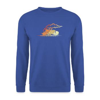 Eisenbahn Retro Look - Unisex Pullover - Royalblau - Vorne - Alina (178cm) & Michal (187cm)
