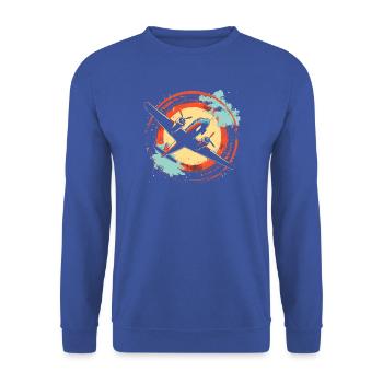 Flugzeug Illustration - Unisex Pullover - Royalblau - Vorne - Alina (178cm) & Michal (187cm)