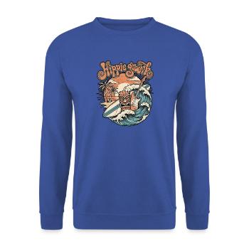 Hippie Tiki Retro Surf Beach - Unisex Pullover - Royalblau - Vorne - Alina (178cm) & Michal (187cm)