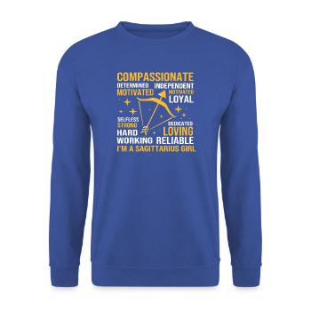 Sternzeichen Schütze - Unisex Pullover - Royalblau - Vorne - Alina (178cm) & Michal (187cm)