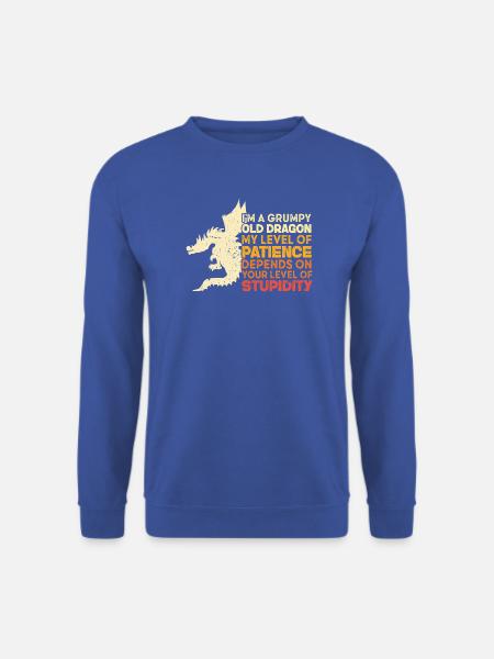 Grumpy Old Dragon Funny Patience Stupidity Graphic - Unisex Pullover - Royalblau
