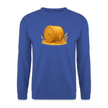 Goldenes Heuballen Motiv - Unisex Pullover - Royalblau - Vorne - Alina (178cm) & Michal (187cm)