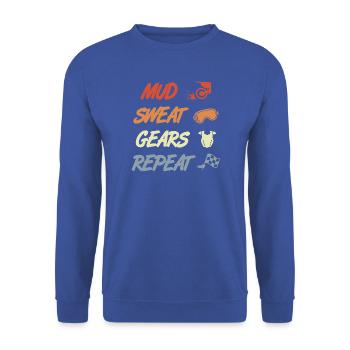 Schlamm Schweiß und ein Getriebe - Unisex Pullover - Royalblau - Vorne - Alina (178cm) & Michal (187cm)