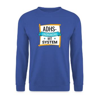 ADHS – Unordnung mit System - Unisex Pullover - Royalblau - Vorne - Alina (178cm) & Michal (187cm)
