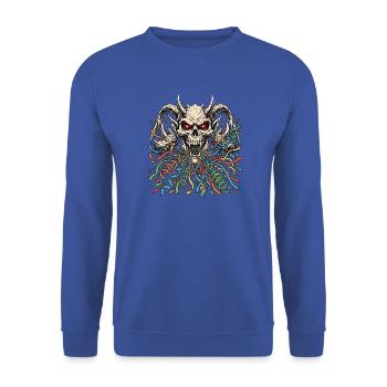 Fasching Dämon Heavy Metal - Unisex Pullover - Royalblau - Vorne - Alina (178cm) & Michal (187cm)