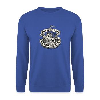 Fisherman Boatfishing - Unisex Pullover - Royalblau - Vorne - Alina (178cm) & Michal (187cm)