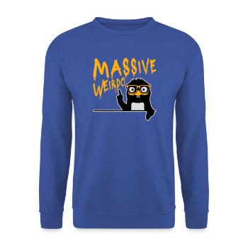Massive weirdo Komischer Weirdo Pinguin Nerd Geek - Unisex Pullover - Royalblau - Vorne - Alina (178cm) & Michal (187cm)