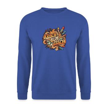 Silvester Feuerwerk Krach Bum Zisch - Unisex Pullover - Royalblau - Vorne - Alina (178cm) & Michal (187cm)