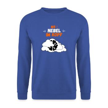 MS Nebel im Kopf – Brain Fog & Multiple Sklerose - Unisex Pullover - Royalblau - Vorne - Alina (178cm) & Michal (187cm)