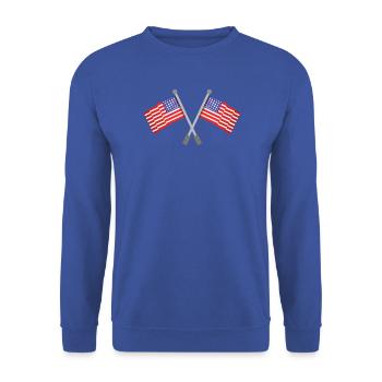 Flagge der Vereinigten Staaten - Unisex Pullover - Royalblau - Vorne - Alina (178cm) & Michal (187cm)