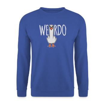 Weirdo Komischer Lustiger Mittelfinger Möwe Vogel - Unisex Pullover - Royalblau - Vorne - Alina (178cm) & Michal (187cm)