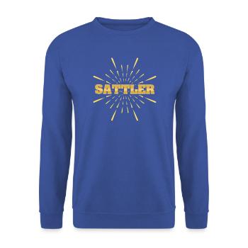 Beruf Sattler - Unisex Pullover - Royalblau - Vorne - Alina (178cm) & Michal (187cm)