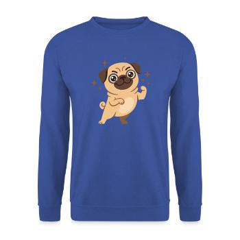 Mops Sternenzauber - Unisex Pullover - Royalblau - Vorne - Alina (178cm) & Michal (187cm)