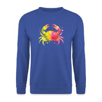 Farbenfrohe Krabbe in leuchtenden Sommerfarben - Unisex Pullover - Royalblau - Vorne - Alina (178cm) & Michal (187cm)