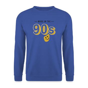 Made in 90s – Classic Vintage Retro - Unisex Pullover - Royalblau - Vorne - Alina (178cm) & Michal (187cm)