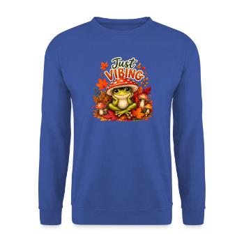 Just VIBING Herbstfrosch - Unisex Pullover - Royalblau - Vorne - Alina (178cm) & Michal (187cm)