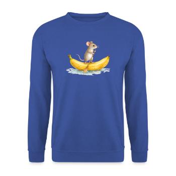 Maus beim Stand Up Paddling auf Banane - Unisex Pullover - Royalblau - Vorne - Alina (178cm) & Michal (187cm)