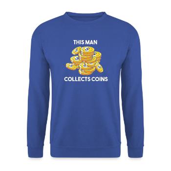 Münzsammler - Unisex Pullover - Royalblau - Vorne - Alina (178cm) & Michal (187cm)