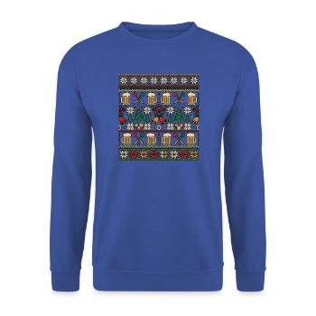 Weihnachts Bier Kneipe Strickdesign - Unisex Pullover - Royalblau - Vorne - Alina (178cm) & Michal (187cm)